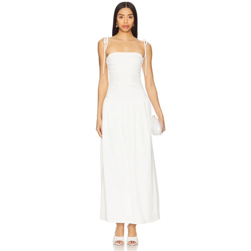 White Maxi Tie-Shoulder Dress - Elegant Summer Maxi